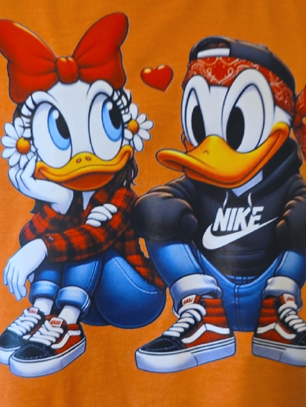 Gildan Orange Short-Sleeve Tee with Donald & Daisy Duck Graphic - Picture 5 of 6